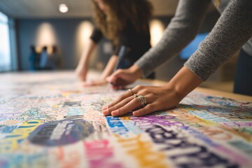 Fototapeta premium People Collaborating on Colorful Graffiti Art Project, Symbolizing Teamwork and Creative Expression for Marketing Campaigns and Community Engagement Initiatives : Generative AI
