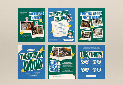 Blue and Green Scrapbook High School Instagram Set