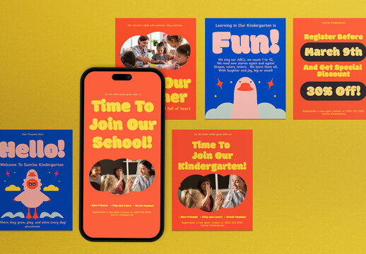 Blue Kiddieland School Kids Education Instagram Set