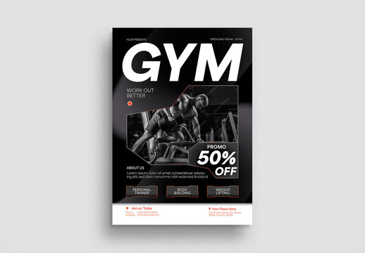 Black Utilitarian Gym Program Flyer Layout