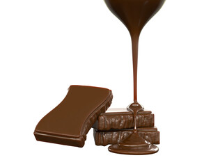 Melted Chocolate Pouring isolated on white