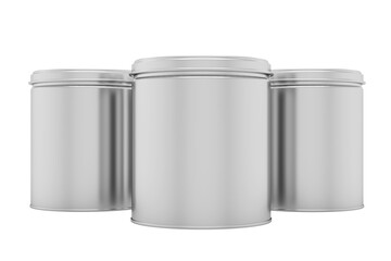Cylindrical Metal Tin Cans with Transparent Background
