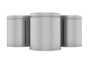 Cylindrical Metal Tin Cans with Transparent Background