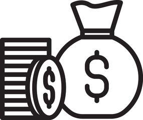 vector illustration of a bag with money