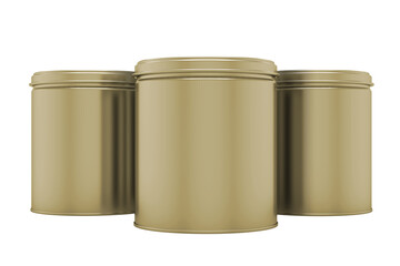 Dark Gold Color Cylindrical Metal Tin Cans with Transparent Background