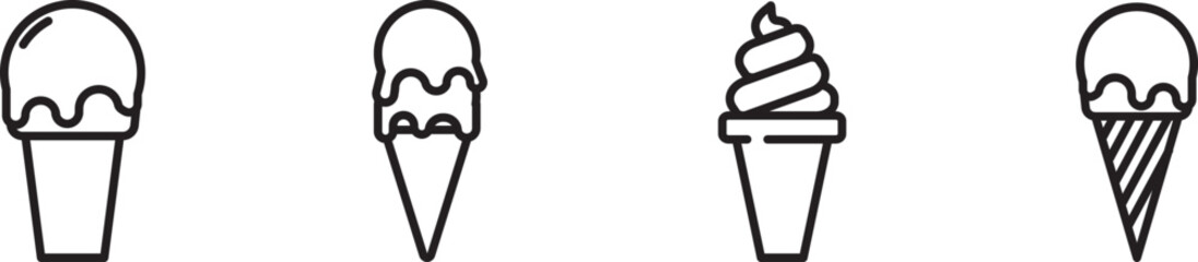 Ice cream icon set in line style. Ice cream vector illustration