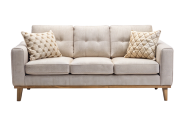 fabric gray sofa contemporary furniture isolated white PNG