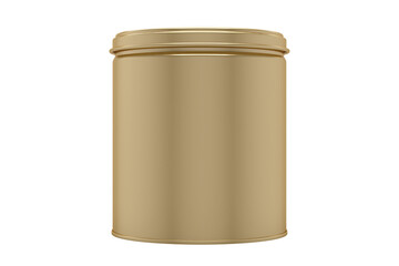 Gold Color Cylindrical Metal Tin Cans with Transparent Background
