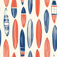  Illustration seamless pattern of Retro surf for poster