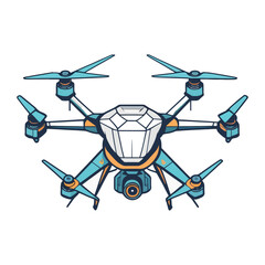 Flat Icon of a Futuristic AI-Powered Drone &ndash; Minimal Vector Design