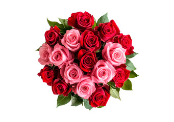 Obraz premium Beautiful bouquet of red and pink roses arranged isolated on transparent background