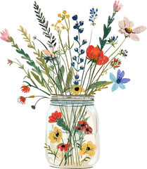 wildflower in the vase watercolor style series vector illustration format 