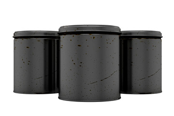 Rusted vintage Cylindrical Metal Tin Cans with Transparent Background