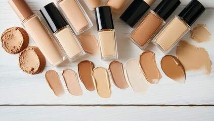 Makeup foundation shades swatches.