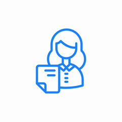 recommendation letter woman icon sign vector