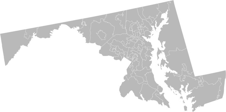 Maryland state house districts vector map (Albers equal area conic projection, PPT-compatible & fully editable)