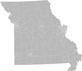 Obraz premium Missouri state house districts vector map (Albers equal area conic projection, PPT-compatible & fully editable)