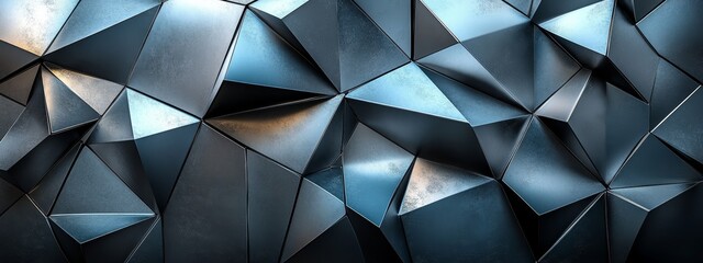 Abstract Dark Blue Metallic Triangular Texture Background