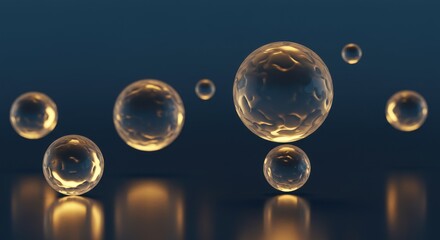 透明な球体と反射面 - 科学、テクノロジー、抽象的な背景素材