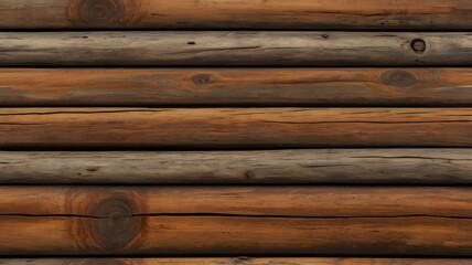 Obraz premium Background abstract of horizontal wooden logs showing natural texture and pattern for rustic design.