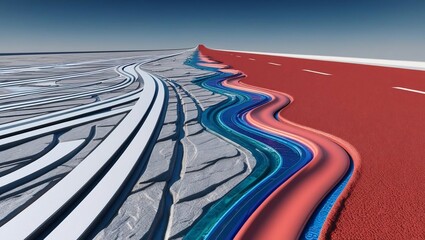 Abstract Landscape with Flowing Lines and Contrasting Textures