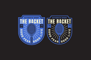 racket of tennis sport retro badge logo vector design set for tennis sport, club and tournament. racquet tennis sport vintage illustration emblem label element design graphic collections