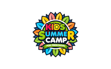 Illustration vector graphic of kids summer camp logo design template