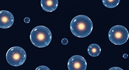 光る核を持つ細胞のクローズアップ、科学技術の抽象的な背景
