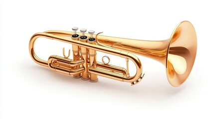Obraz premium A Shiny Gold Trumpet Isolated On White Background