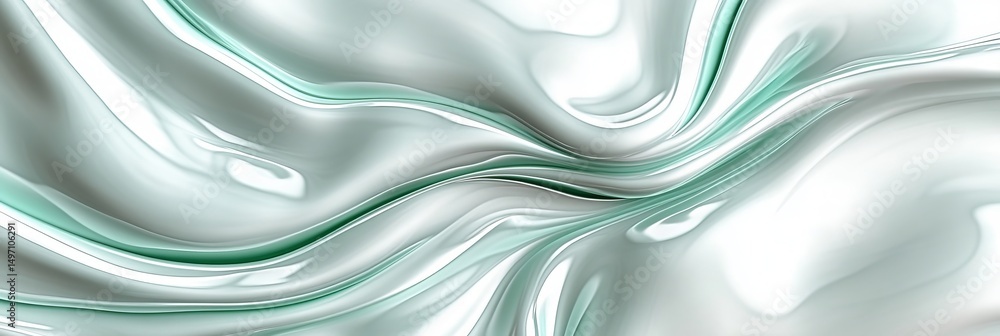 Poster abstract fluid background, gentle wavy texture with dynamic aquamarine waves on soft gradient