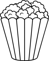 popcorn outline line art illustration, coloring book page