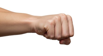 Showing a Clenched Fist Action Representing Determination and Force on White