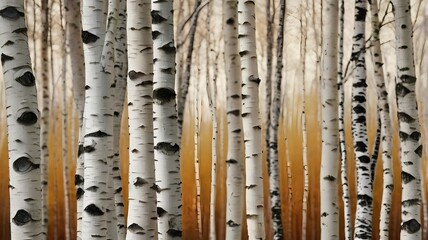 Background abstract of birch tree trunks pattern from forest with natural vertical texture.