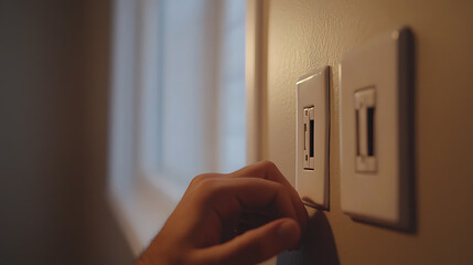 Hand Turning On or Off a Light Switch