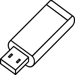 USB drive outline line art illustration, coloring book page