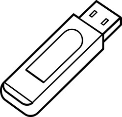 USB drive outline line art illustration, coloring book page
