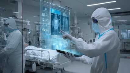 Innovative medical technology assists healthcare professionals in analyzing patient information, improving diagnosis and treatment within a modern hospital setting - Powered by Adobe