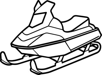 snowmobile outline line art illustration, coloring book page