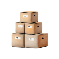 Fototapeta premium Four stacked storage bins with label slots and handle holes.