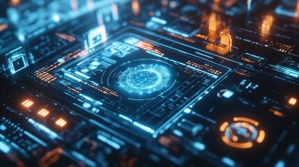Fototapeta premium Abstract futuristic circuit board interface display