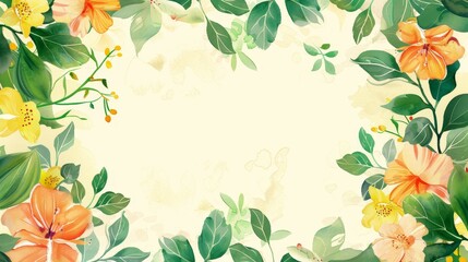 Flower frame for adding text Created with Generative AI technology