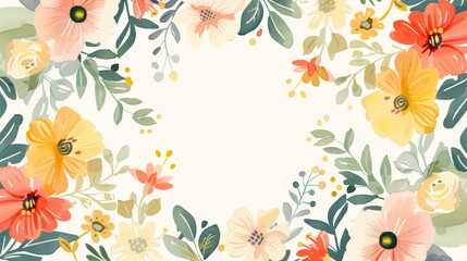 Flower frame for adding text Created with Generative AI technology