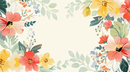 Flower frame for adding text Created with Generative AI technology