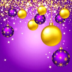 Merry Christmas celebration background with golden baubles and snowflakes