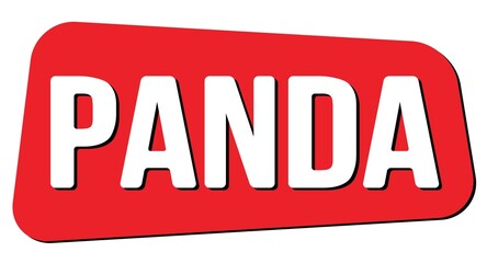 PANDA text on red trapeze stamp sign.