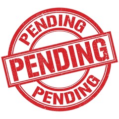 PENDING written word on red stamp sign