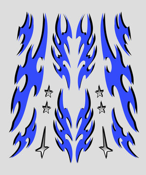 Blue classic tribal livery design for JDM drift racing cars