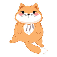 Adorable kitten lying belly up with visible tail hole, funny and sweet animal illustration for kids.