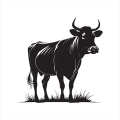 cow vector silhouette clip art logo design illustration. livestock collection.