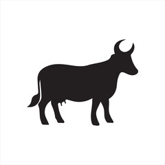 cow vector silhouette clip art logo design illustration. livestock collection.